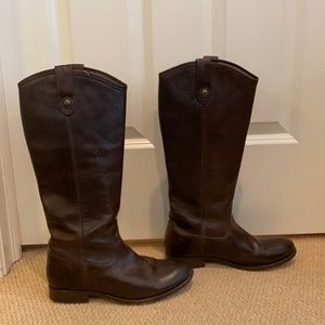 Frye Dark Brown Leather Knee-High Riding Boots